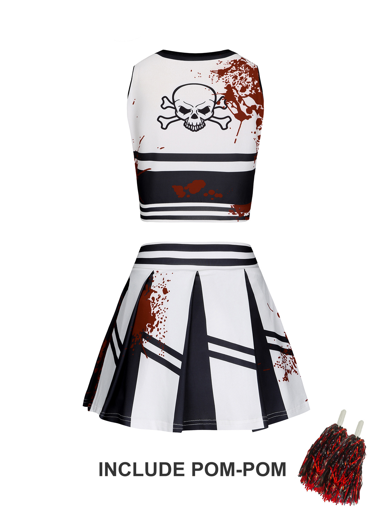 Halloween Athletic Cheerleader Costume Set Fancy Blood Dress Scary Uniform